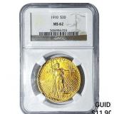1910 $20 Gold Double Eagle NGC MS62