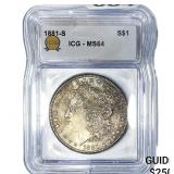 1881-S Morgan Silver Dollar ICG MS64