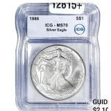 1986 Silver Eagle ICG MS70