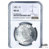 1881 Morgan Silver Dollar NGC MS65