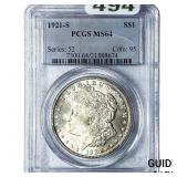 1921-S Morgan Silver Dollar PCGS MS64