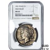 1921 Silver Peace Dollar NGC MS63