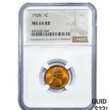 1928 Wheat Cent NGC MS64 RB