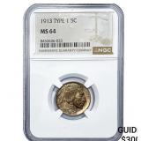 1913 Buffalo Nickel NGC MS64 Type 1