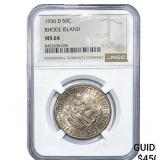 1936-D Rhode Island Half Dollar NGC MS64