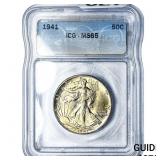 1941 Walking Liberty Half Dollar ICG MS65