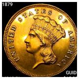 1879 $3 Gold Piece CHOICE BU PL