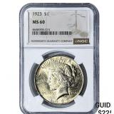 1923 Silver Peace Dollar NGC MS60