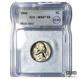 1940 Jefferson Nickel ICG MS67 5S