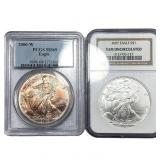 [2] 2006-2007 Silver Eagle PCGS/NGC MS69/GEM UNC