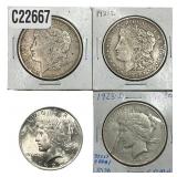 [4] 1921-1923 Morgan & Peace Silver Dollar Lot