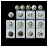 [16] 1839-1995 U.S. Coin Lot 1C, 5C, & Silver 25C