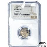 1917 Costa Rica Silver 10 Centavos NGC AU Details