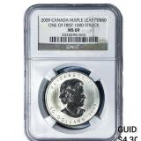 2009 $50 Palladium Canada Maple Leaf 10oz NGC MS69