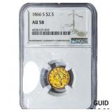 1866-S $2.50 Gold Quarter Eagle NGC AU58
