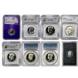 [8] 1961-1976 U.S. Silver Coin Lot 25C, 50C & $1