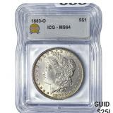 1883-O Morgan Silver Dollar ICG MS64