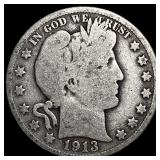 1913 Silver Half Dollar Barber NICELY  CIRCULATED