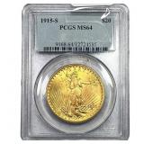 1915-S $20 Gold Double Eagle PCGS MS64