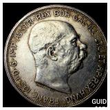 1909 Austria Silver 5 Corona CHOICE BU