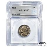 1938 Jefferson Nickel ICG MS67
