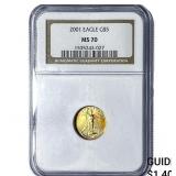 2001 $5 Gold American Eagle 1/10oz NGC MS70