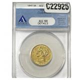 1847 $5 Gold Half Eagle ANACS AU50 Details
