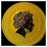 2001 Australia 1oz Gold $100 Proof-Snake