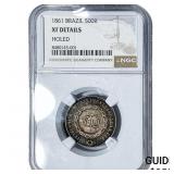 1861 Brazil Silver 500 Reis NGC XF Details
