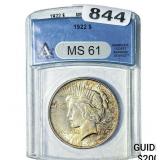 1922 Silver Peace Dollar ANACS MS61