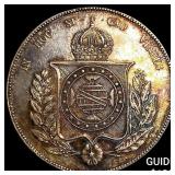 1861 Brazil 1000 Silver Reis Toned! CHOICE AU