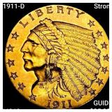 1911-D Strong $2.50 Gold Quarter Eagle CHOICE BU+