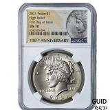 2021 Silver Peace Dollar NGC MS70 High Relief
