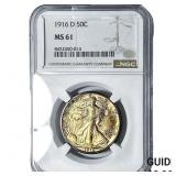 1916-D Walking Liberty Half Dollar NGC MS61