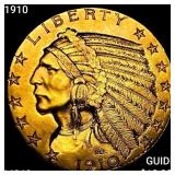 1910 $5 Gold Half Eagle CHOICE BU+