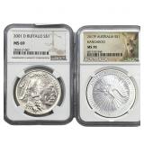 [2] 2001-2017 U.S. & Aus. 1.7734oz Silver $1 Lot