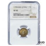 1799-Lima Colonial Spain Silver 1/2 Real NGC XF45