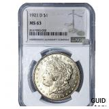 1921-D Morgan Silver Dollar NGC MS63