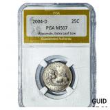 2004-D 25C Wisconsin PGA MS67 Extra Leaf, Low