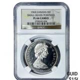 1965 Canada Silver $1 NGC PL66 Cameo Sm Beads