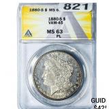 1880-S Morgan Silver Dollar ANACS MS63 VAM 45 PL