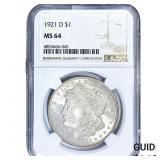 1921-D Morgan Silver Dollar NGC MS64