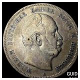 1875-A Germany, Prussia Silver 5 Marks CHOICE AU