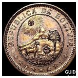 1951 Bolivia Copper 1 Boliviano GEM BU