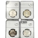 [4 Coins] 1920-1942 Walking Liberty Half Dollar