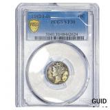 1942/1-D Mercury Silver Dime PCGS VF30