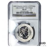 2009 $50 Palladium Canada Maple Leaf 10oz NGC MS69