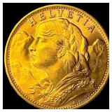 1949 Switzerland 1/4oz Gold 20 Francs