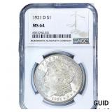 1921-D Morgan Silver Dollar NGC MS64