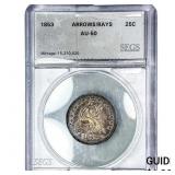 1853 Seated Liberty Quarter SEGS AU50